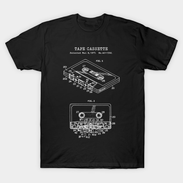 Tape Cassette Patent White T-Shirt by Luve